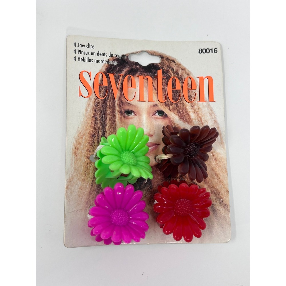 Seventeen‎ Vintage 90s Y2K Flower Daisy Jaw Clips Hair Accessories 4 Pack NOS